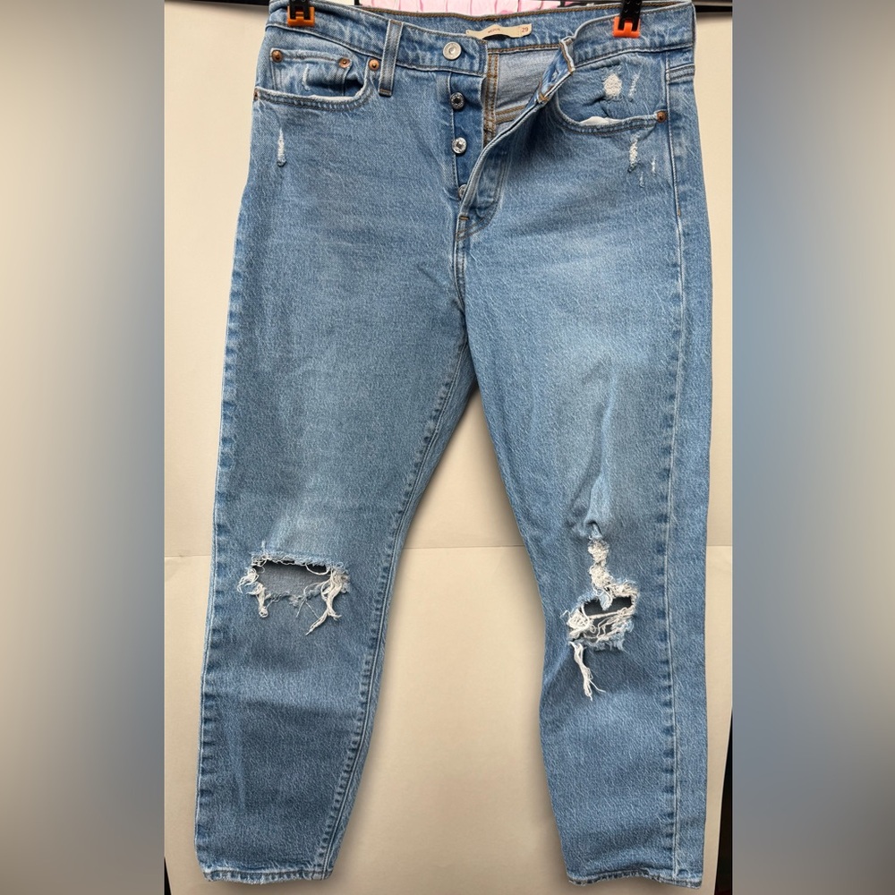 Levi's Classic Blue Ripped Boyfriend Jeans